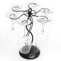 Black Metal Tabletop Wine Glass Stemware Storage Rack with 6 Hooks